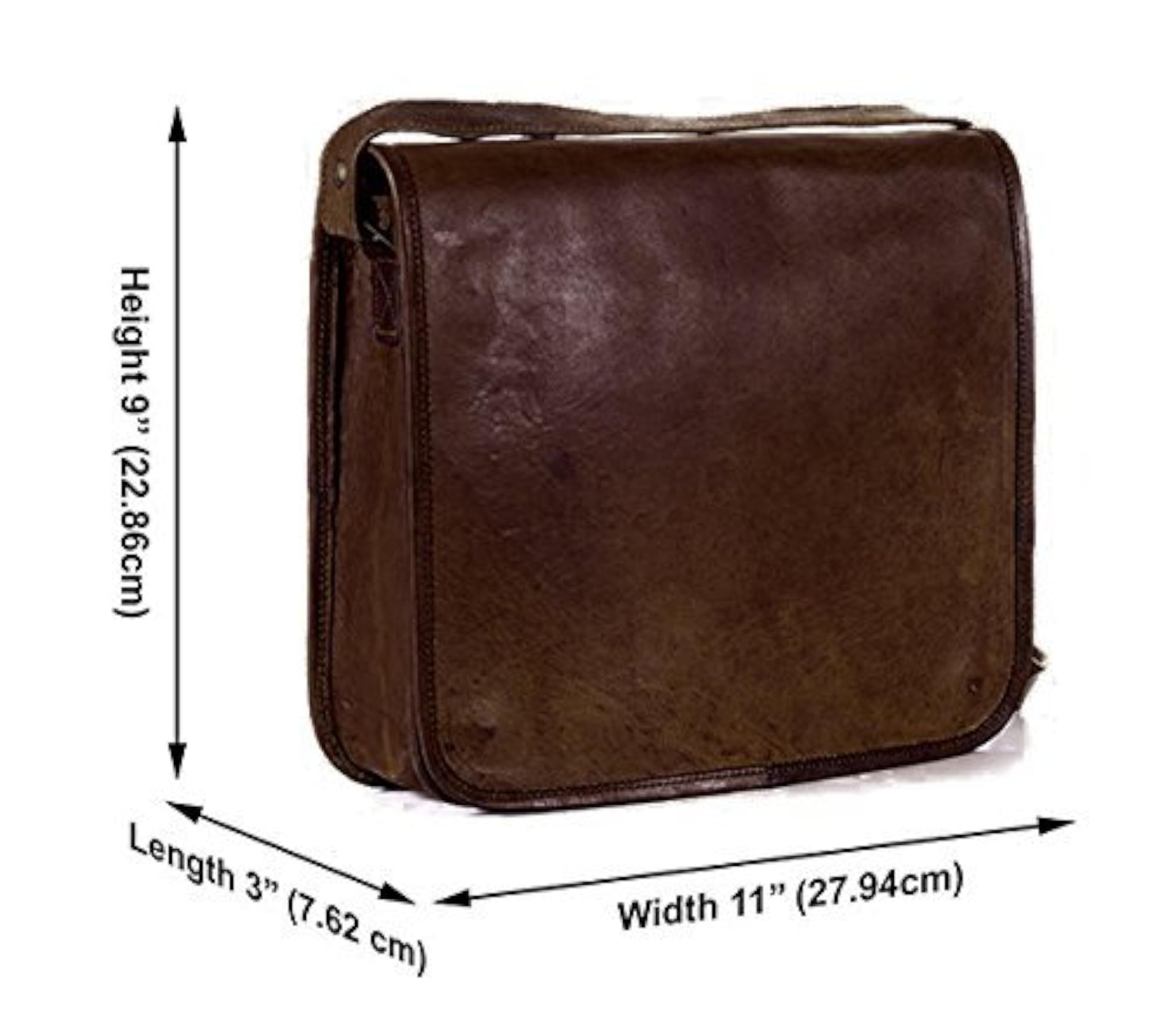 Real Leather Full Flap Sling Shoulder Messenger Bag